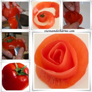 Décoration des plats avec une rose de tomate